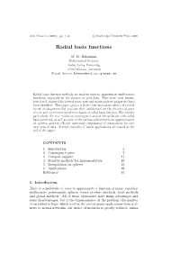 Radial Basis Functions