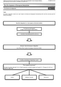 The Development of European Integration