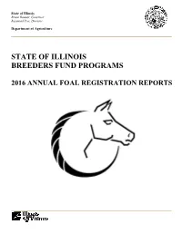 2016 Annual Foal Registration Reports