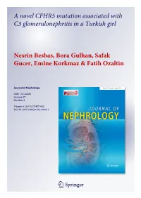 A Novel CFHR5 Mutation Associated with C3 Glomerulonephritis in a Turkish Girl