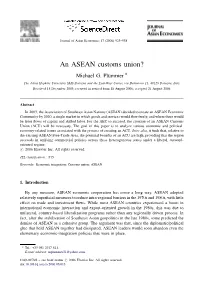 An ASEAN Customs Union? Michael G