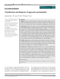 Classification and Diagnosis of Aggressive Periodontitis