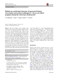 Habitat Use and Diving Behaviour of Macaroni Eudyptes Chrysolophus and Eastern Rockhopper E