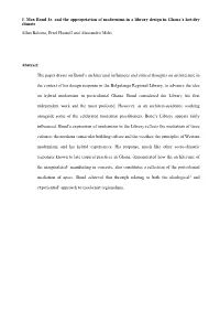 J. Max Bond Jr. and the Appropriation of Modernism in a Library Design in Ghana's Hot-Dry Climate Allan Balaara, Errol Haaroff
