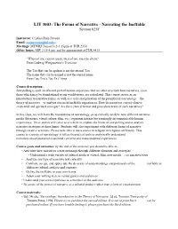 LIT 3003: the Forms of Narrative - Narrating the Ineffable Section 025F