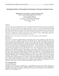 Modeling the Effects of Personality on Performance Outcomes in Student Teams