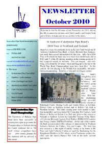 NEWSLETTER October 2010