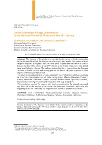 On the Formation of Local Communities in the Khakass-Minusinsk Territory in the 19Th Century