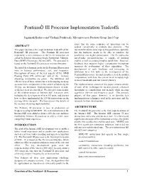 Pentium® III Processor Implementation Tradeoffs