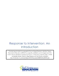 Response to Intervention: an Introduction