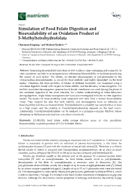 Simulation of Food Folate Digestion and Bioavailability of an Oxidation Product of 5-Methyltetrahydrofolate