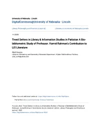 Trend Setters in Library & Information Studies in Pakistan a Bio
