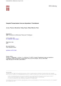 Coupled Transmission Lines As Impedance Transformer