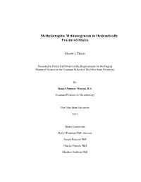 Methylotrophic Methanogenesis in Hydraulically Fractured Shales