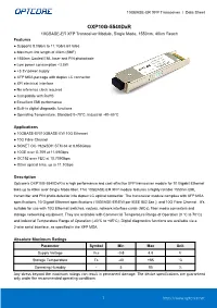 OXP10G-5540Dxr 10GBASE-ER XFP Transceiver Data Sheet