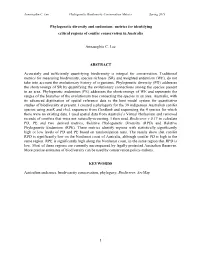 Phylogenetic Diversity and Endemism: Metrics for Identifying Critical Regions of Conifer Conservation in Australia