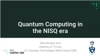 Quantum Computing in the NISQ Era