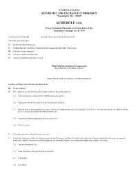 SCHEDULE 14A Proxy Statement Pursuant to Section 14(A) of the Securities Exchange Act of 1934