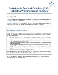 Sustainable Seafood Coalition (SSC) Labelling Working Group Minutes