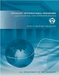Treasury International Programs Justification for Appropriations