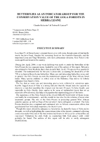 Butterflies As an Indicator Group for the Conservation Value of the Gola Forests in Sierra Leone