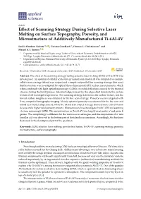 Effect of Scanning Strategy During Selective Laser Melting on Surface
