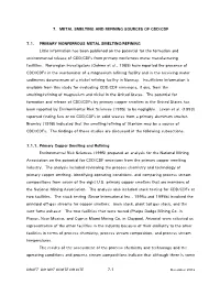 Metal Smelting and Refining Sources of Cdd/Cdf