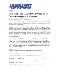 Oxidation and Degradation Products of Common Oxygen Scavengers