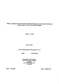 Policy Conspiracies and Economic Reform Programs in Advanced Industrial Democracies: the Case of New Zealand