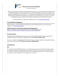 Resources for Families Last Updated:4/20/2020