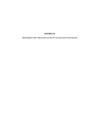 Appendix 3-D Endangered and Threatened Species in The