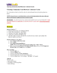 Clearing Commonly Used Browser's Internet Cache Desktops