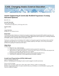 Genetic Engineering & Genetically Modified Organisms