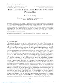 The Galactic Thick Disk: an Observational Perspective