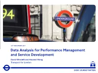 Data Analysis for Performance Management and Service