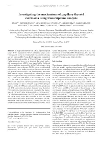 Investigating the Mechanisms of Papillary Thyroid Carcinoma Using Transcriptome Analysis