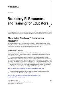 Raspberry Pi Resources and Training for Educators