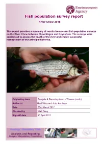 River Chew – Fish Population Survey Report