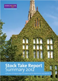 Stock Take Report Summary 2012 a Review of Progress Against Advancing the Manchester 2015 Agenda Introduction