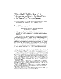 “A Republic If [We] Can Keep It”: a Prolegomenon on Righting the Ship of State in the Wake of the Trumpian Tempest