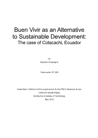 Buen Vivir As an Alternative to Sustainable Development: the Case of Cotacachi, Ecuador