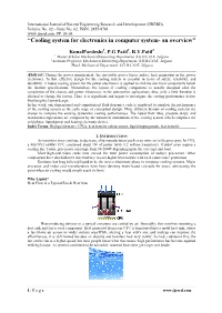 “Cooling System for Electronics in Computer System- an Overview”