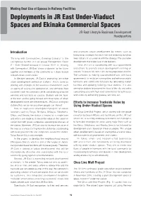 Deployments in JR East Under-Viaduct Spaces and Ekinaka Commercial Spaces JR East Lifestyle Business Development Headquarters