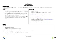Manor Primary School Music Year 1: in the Grove Overview of the Learning: All the Learning Is Focused Around One Song: in the Groove