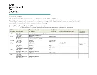 PANTOMIME for ACTORS This At-A-Glance Tool Identifies the Exercises, Performance Indicators and Targeted Skills