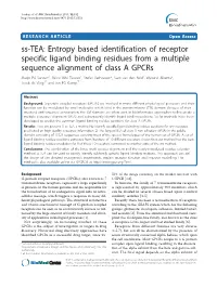 Ss-TEA: Entropy Based Identification of Receptor Specific Ligand Binding