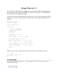 String Class in C++