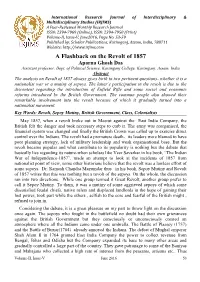 A Flashback on the Revolt of 1857 Aparna Ghosh Das Assistant Professor, Dept