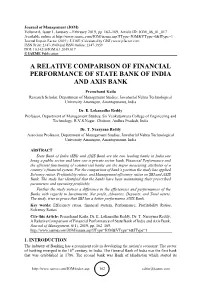 A Relative Comparison of Financial Performance of State Bank of India and Axis Bank
