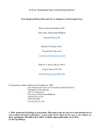 In Press, Translational Issues in Psychological Science Four